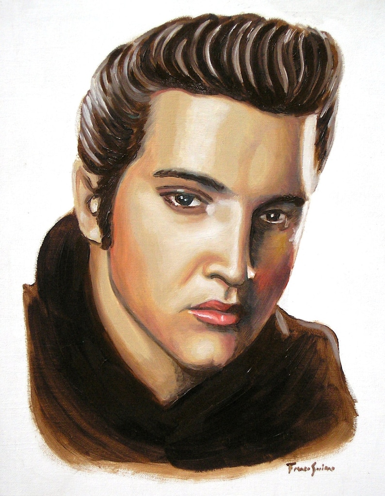 Original Elvis Presley Oil Painting Canvas 100 King of Rock Handmade