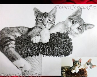 Drawing commission drawing from photo Charcoal Portrait CUSTOM Picture Gift Personalized Handmade by Franco Soriano