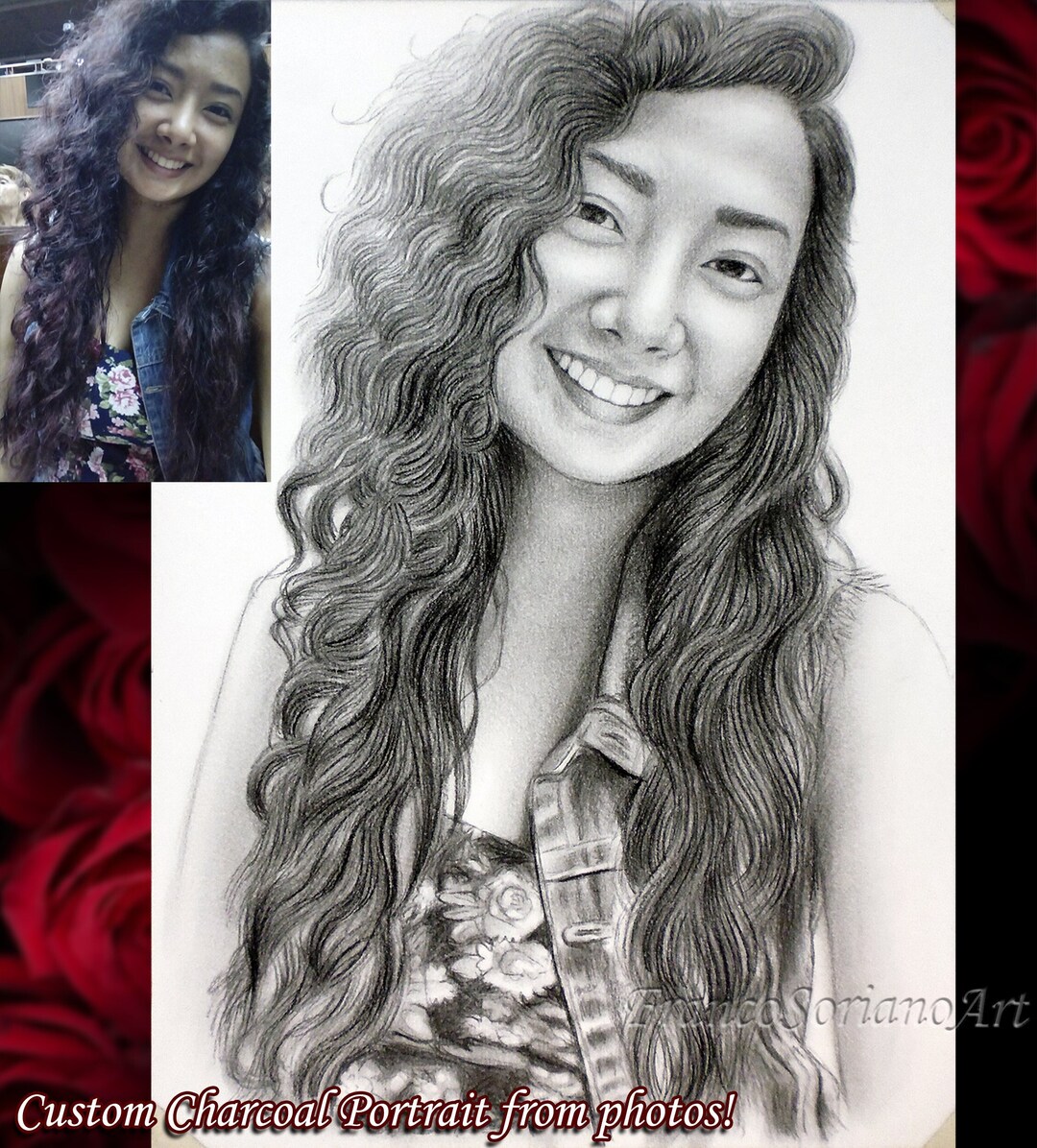 Handmade Charcoal Drawing Commission From Photo Charcoal Etsy