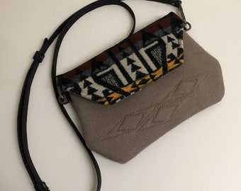 Little Gem Crossbody bag made with wool and cork accents