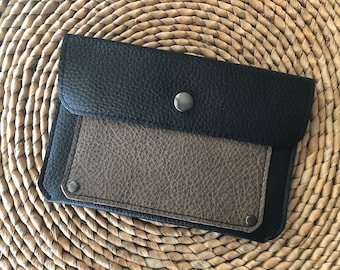 Black and Brown Leather Passport Wallet