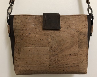 Sparrow - Light and Dark Brown Cork Cross-Body Bag