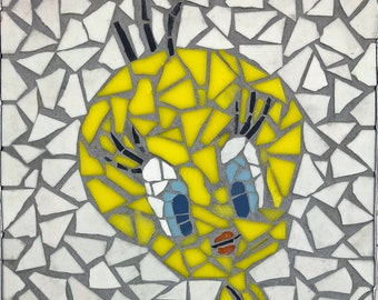 Ceramic and glass mosaic wall panel of 'Tweety Pie', cartoon character