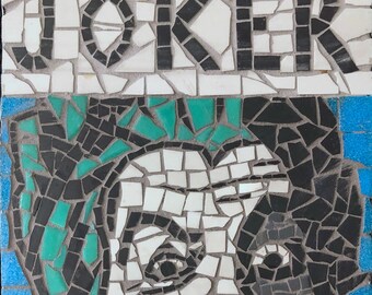 The Joker, Batman villain, ceramic and glass mosaic wall panel