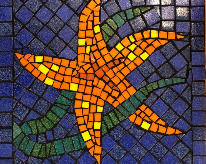 Framed Mosaic Wall Art Blue Crystal Etsy