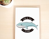Blue Whale Card / Whale Card / Drawing Illustration / Greeting Card