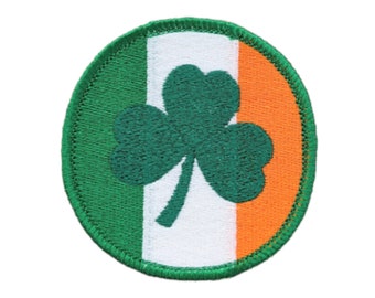 Irish Symbol, Shamrock Badge, Sew on, Iron on, St. Patrick's Day, Embroidered Patch, Vibrant Green, Backpack Accessory, Denim Jacket, Luck