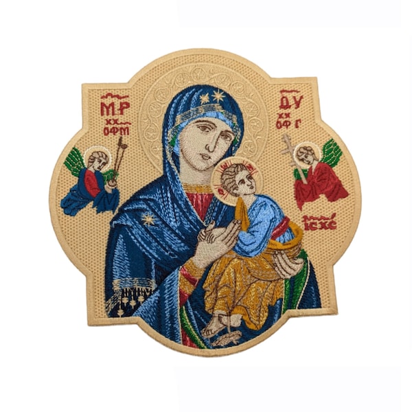 Our Lady of Perpetual Help, Iron on Patch, Vestment making, Embroidered Orphrey, Ecclesiastical vestment making, Perpetual Succour