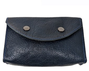Ready to post blue leather pouch, Small pouch will hold books up to 17cm (6 3/4&#39;&#39;)height, 10 cm (3 3/4&quot;&#39;)width & max of 4 cm (1.5&#39;&#39;) depth