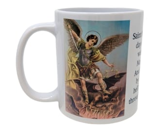 St Michael the Archangel Mug – Catholic Prayer Gift – Baptism, Confirmation, Communion or Stocking Stuffer – Saint Michael Cup
