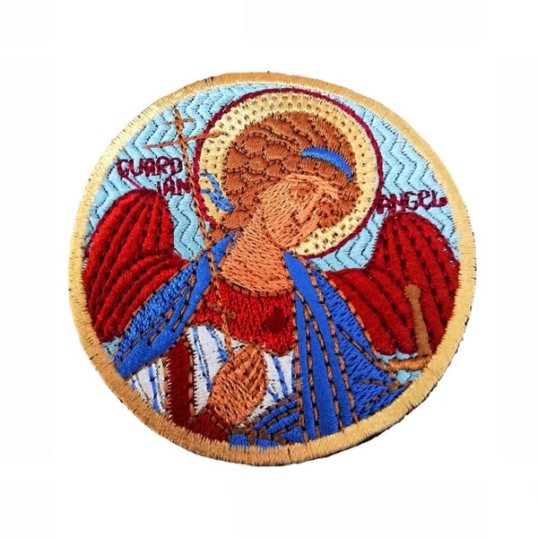Guardian angel patch, angel icon badge, angel gift, angel wings, pilgrim backpack badge, camino rucksack, teen religious gift, protection