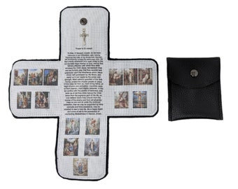 Leather Pocket Oratory with Rosary Pouch | Rosary Prayer Kit | Catholic Gift | Travel Altar | St Joseph Prayer | Handmade