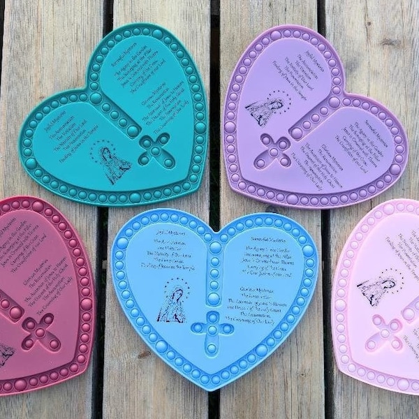 Rozenkrans met mysteries | Maagd Maria siliconen fidget voor gebed | Katholiek cadeau voor kinderen, eerste communie, Neurodiverse Faith Tool