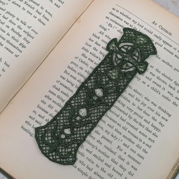 Lace bookmark, lace anniversary, lace bookmark, embroidered bookmark, fsl embroidery, book lover gift, 13th anniversary, celtic cross