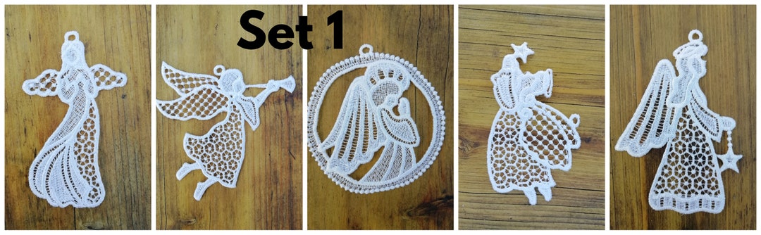 White Lace Angels, Angel Lace Ornament, Christmas Ornament, Angel ...