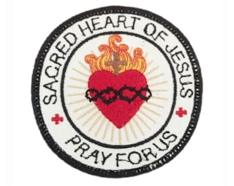 Sacred Heart of Jesus Badge Patch – Catholic Iron-On/Sew-On Embroidered Patch, Christian Gift, Symbol of Christ’s Love and Mercy