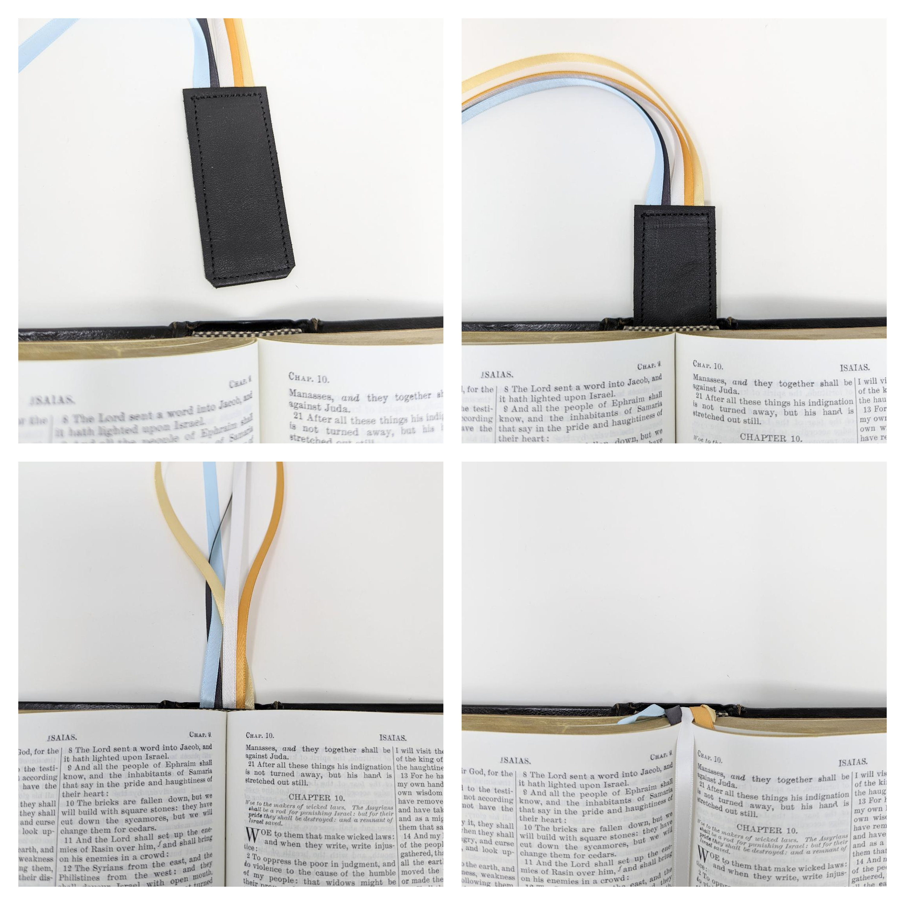 Notebook Ribbon Inserts Custom Missal Ribbon Marker β 6 Satin Ribbons on Leather Tab β Altar ...
