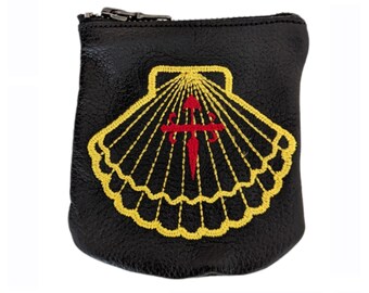 Large rosary pouch, Way of St James, real leather purse, Camino de Santiago, Pilgrim shell, St James cross, personalised leather, The Rosary