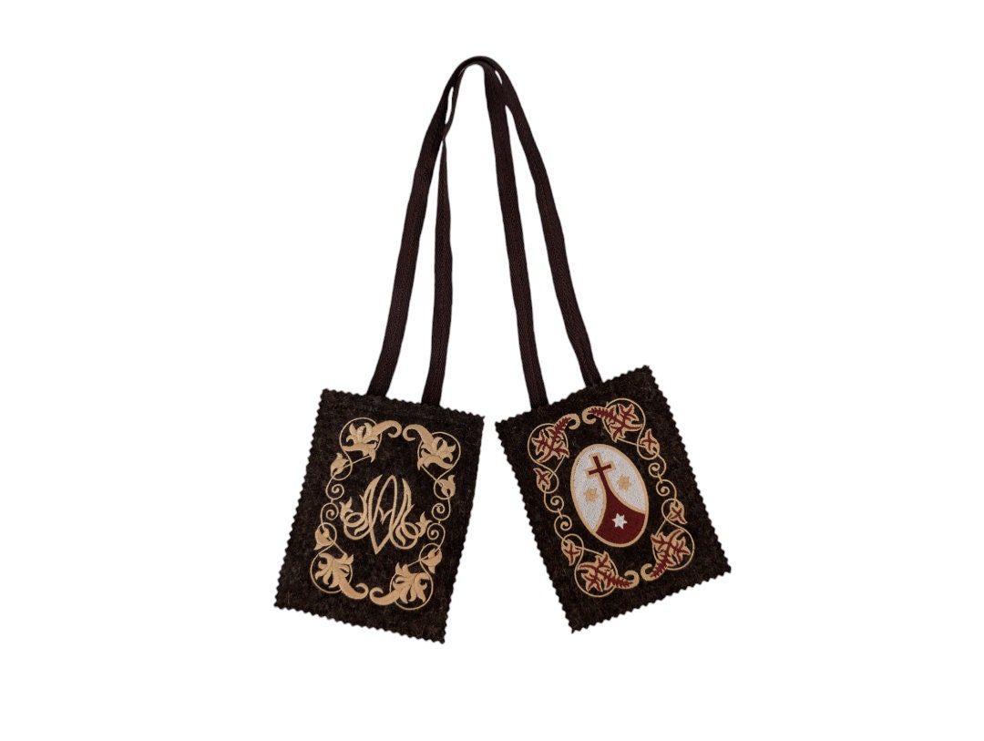 正規品PINARELLO アングリル.ポーチSPDペダル.ステム.保証書付 Premium Wool Scapular | Embroidered Brown Scapular | Our Lady of