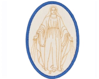 Naszywka Matki Bożej Łaskawej – naszywka maryjna do naprasowania i przyszycia w dwóch rozmiarach dla pielgrzymów | Nabożeństwo do Sanktuarium Fatimskiego | Dar katolicki