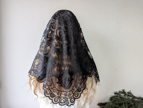 Velo Nero Pizzo Veli Cattolici Per La Messa, Velo Triangolare Velo