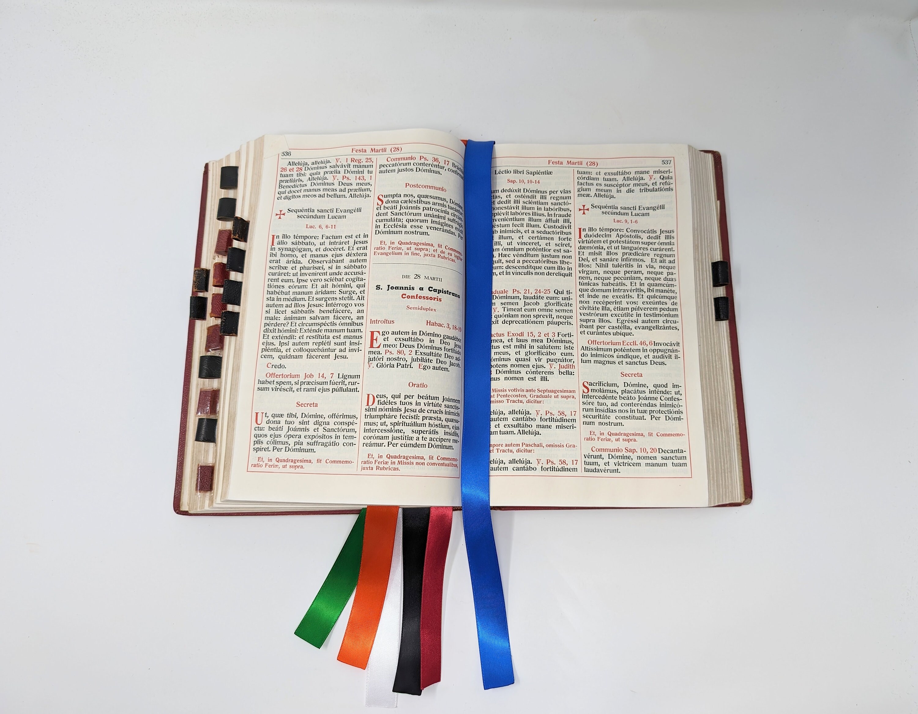 Custom Missal Ribbon Marker – 6 Satin Ribbons on Leather Tab – Altar ...