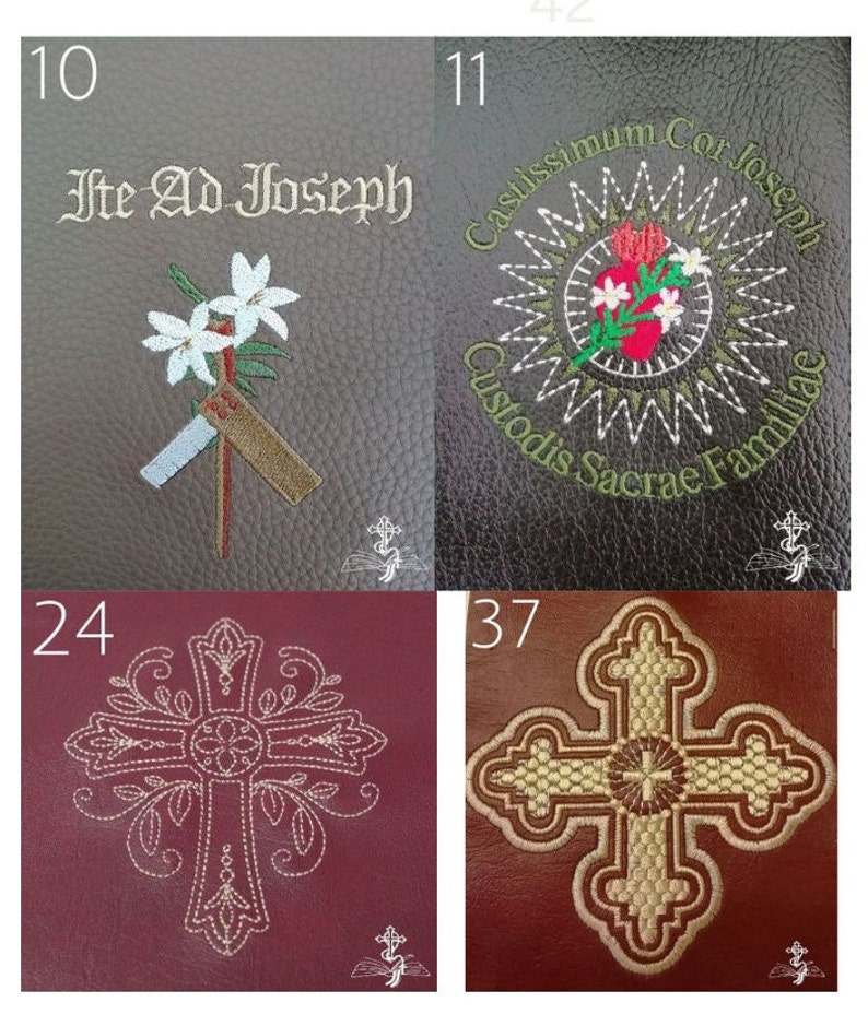 MITTEL Kunstleder-Missal-Einband mit Reißverschluss, Buchtasche, Bibel-Einband, Bücherwurm-Buchschutz, Brevier-gestickter Einband, personalisiertes Geschenk Bild 10