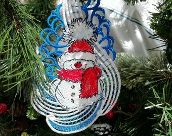 Jolly Snowman, Ornament, Christmas, Decoration, Lace, Free Standing Lace