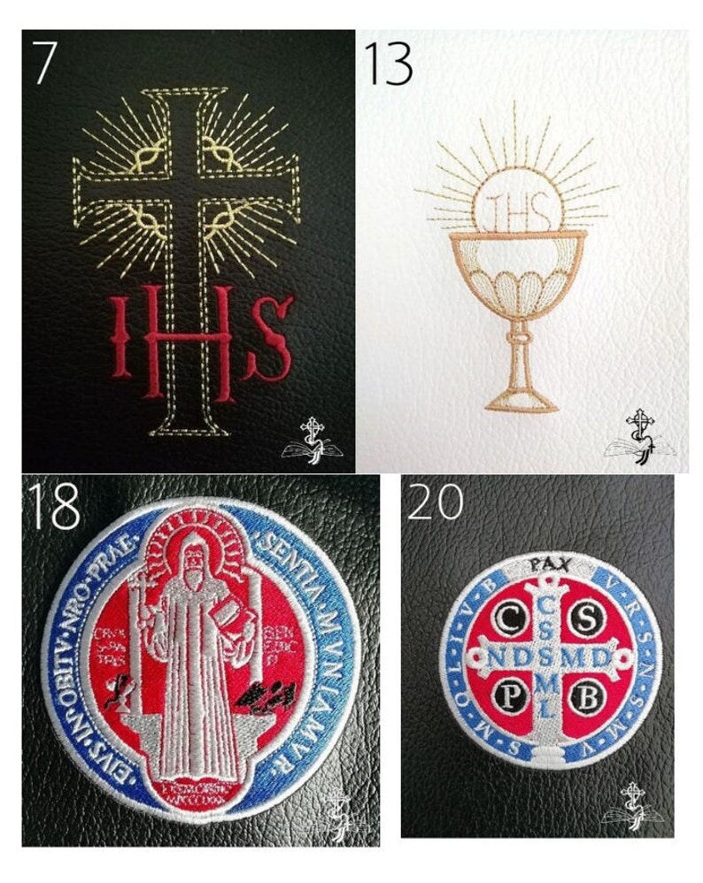 MITTEL Kunstleder-Missal-Einband mit Reißverschluss, Buchtasche, Bibel-Einband, Bücherwurm-Buchschutz, Brevier-gestickter Einband, personalisiertes Geschenk Bild 8