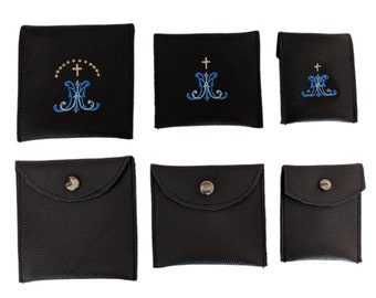 Marian rosary case, embroidered rosary case, rosary pouch, rosary case, leather pouch, leather rosary pouch, leather rosary case, rosary bag