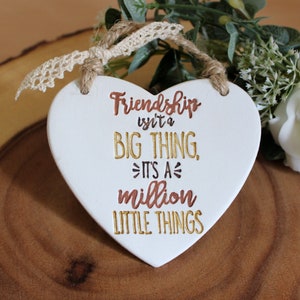 Hanging Heart Friendship Gift / Keepsake. Clay Hanging Heart Decoration. Friendship Gift Heart / Gift Tag.