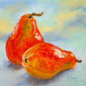 Digital Download File,One Pair Both Red, Still Life, Fruit, Pears,  Printable Wall Art, 6x6 original, print your own size