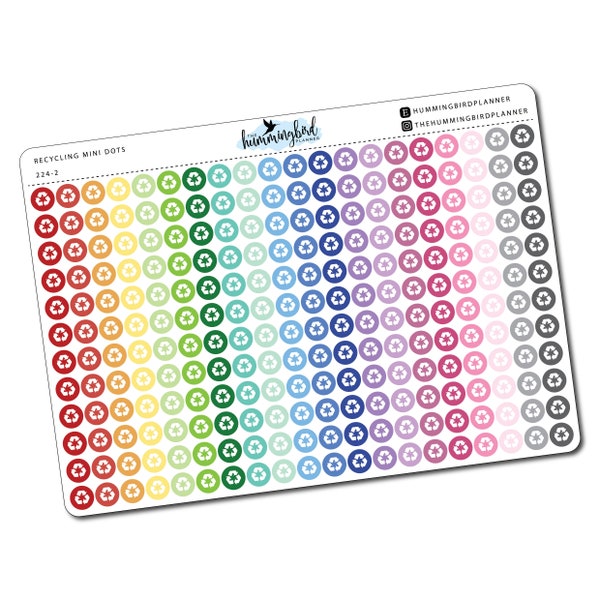 Recycling mini dots/kleine cirkel stickers | 224 | Planner stickers voor MAMBI en erin Condren planners-fysieke item