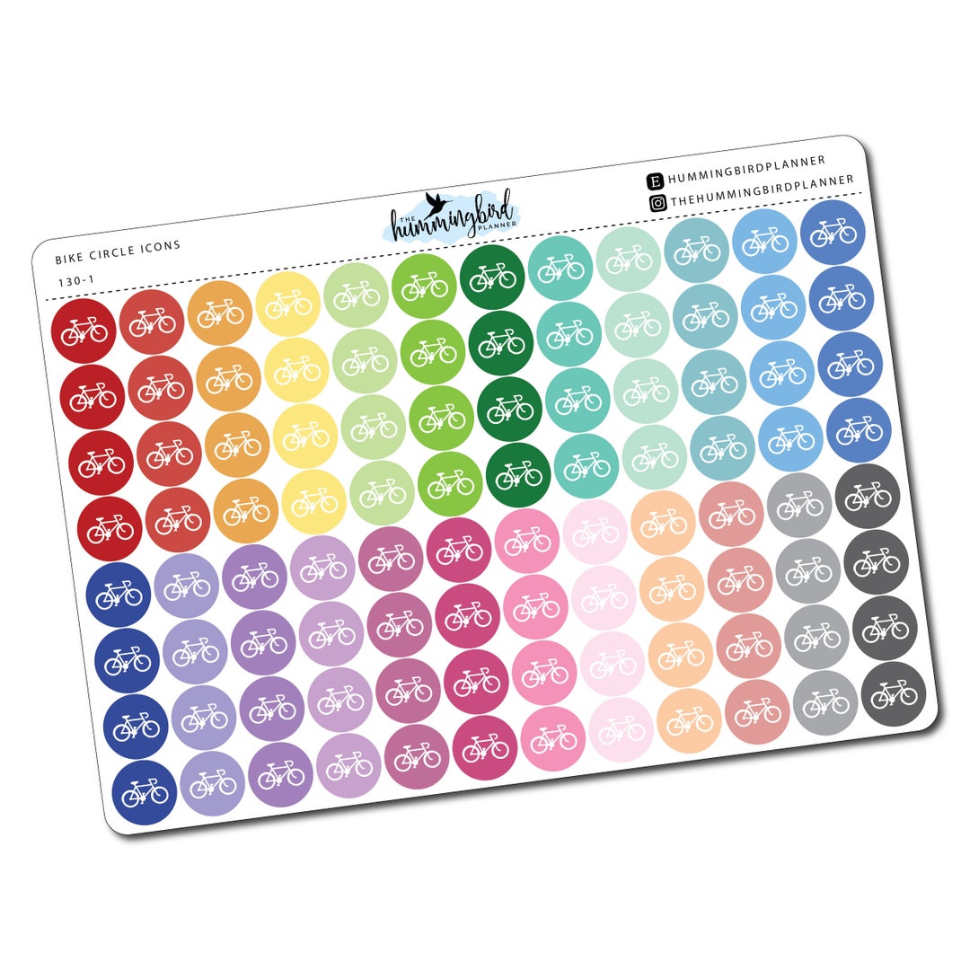 Bike Circle Icons 130 Planner Stickers for MAMBI and Erin Condren ...