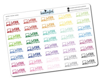 Work From Home | 817 | Planner Stickers for MAMBI and Erin Condren Planners - Physical Item | The Hummingbird Planner