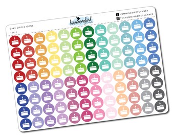Cake Circle Icons | 106 | Planner Stickers for MAMBI and Erin Condren Planners - Physical Item | The Hummingbird Planner