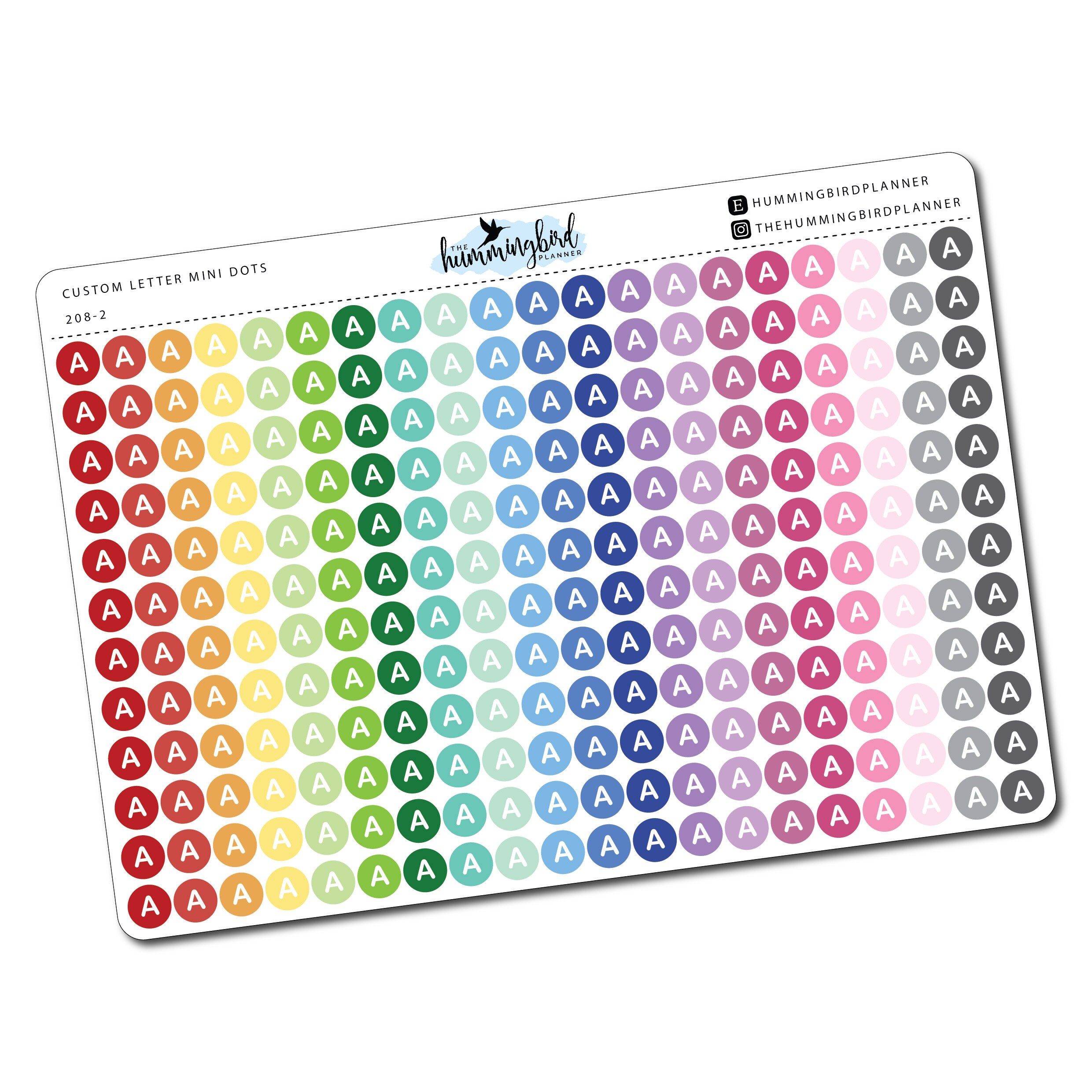 Custom Letter Mini Dots Stickers 208 Planner Stickers for Etsy