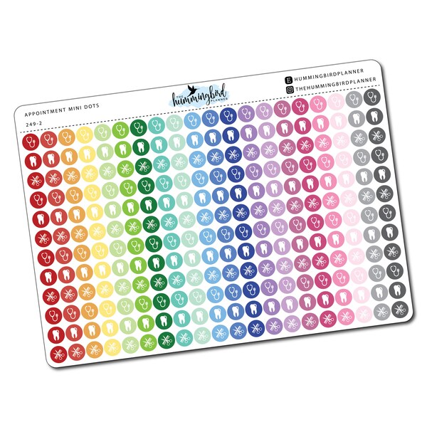 Rendez-vous (médecin, dentiste, cheveux) Mini Dots | 249 | Autocollants planificateur pour les planificateurs MAMBI et Erin Condren - Article physique