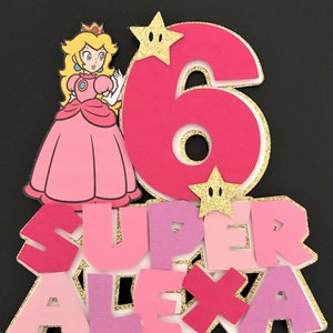 Princess Peach cake topper,Mario cake topper,Super Mario,Super princess peach cake topper,Princess peach birthday decorations, Personalized