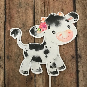 Farm Animal Cake Topper Sheep Pig Cow Baby Shower Decor Cake Centerpiece Decorations Baby Cow Cake Topper First Birthday Cow Baby Shower