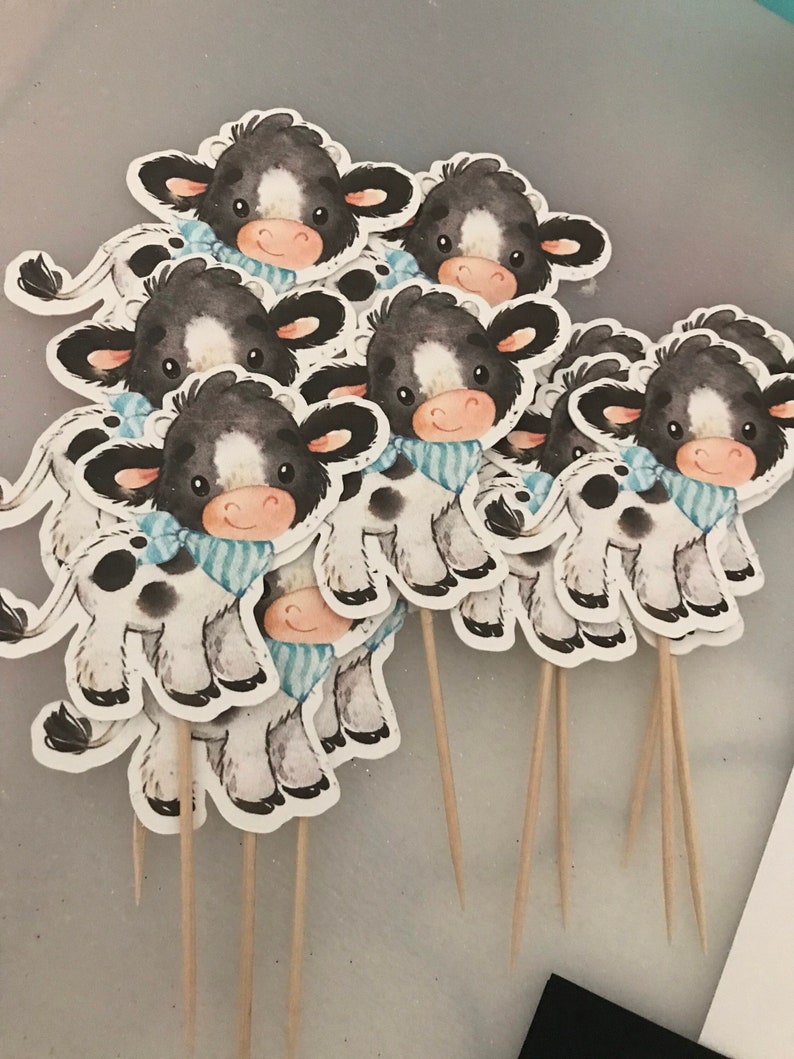 Gender Reveal Cupcake Toppers Cows Boy Cow Girl Cow Cow Etsy
