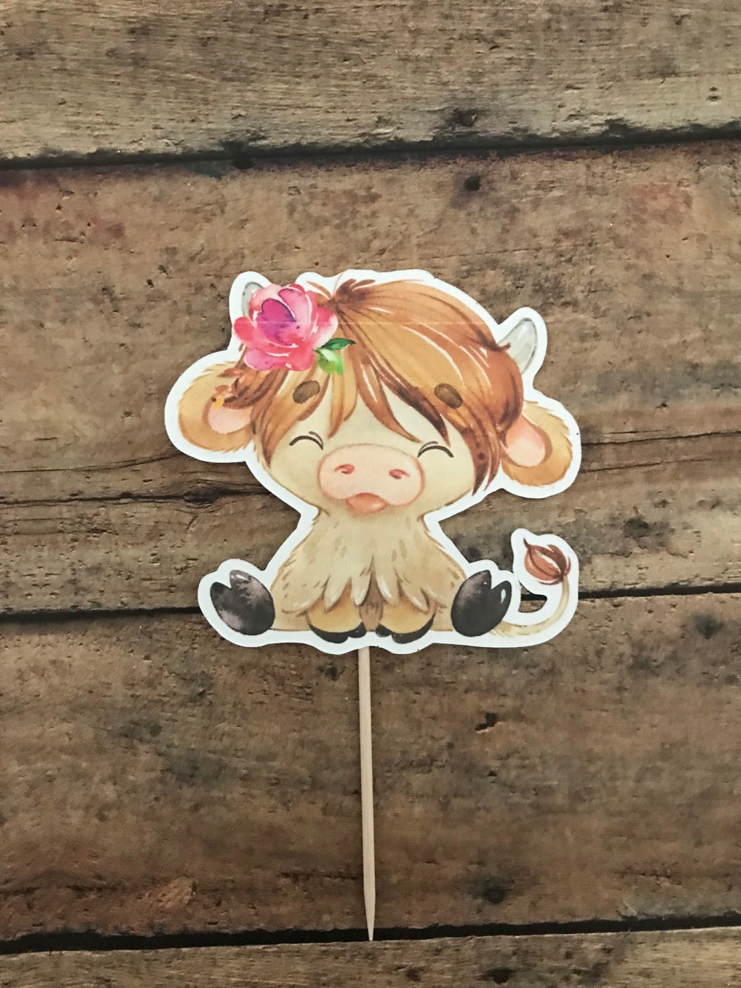 Highland Cows Cupcake Toppers, Gender Reveal Cupcake Toppers, Highland