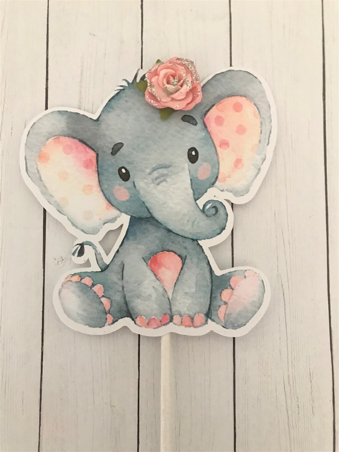 Girl Elephant Cake Topper Baby Girl Elephant Shower Etsy