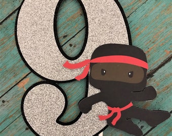 African American NINJA, birthday decorations, Ninja cake topper, Ninja warrior, Ninja decorations, black decorations, red decorations, red