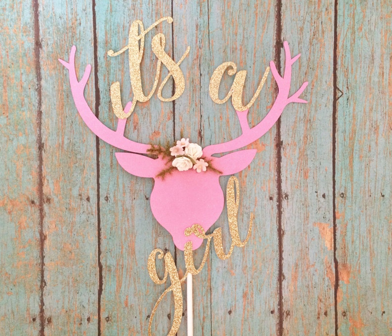 Floral Deer Head Cake TopperBoho Baby Deer HeadTribal Deer Etsy