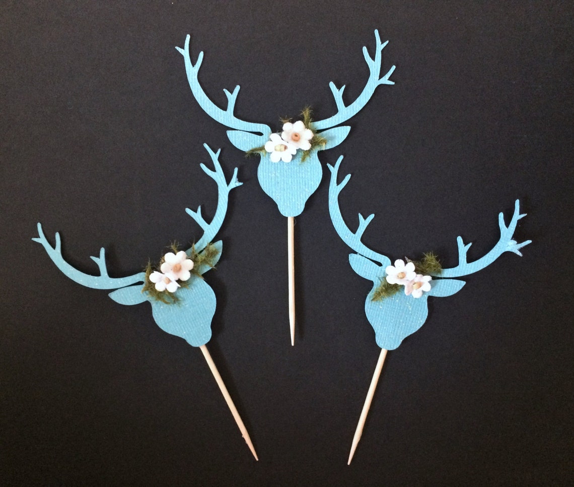 Boho Baby Deer Cupcake Toppersbluewild Oneboybaby Etsy