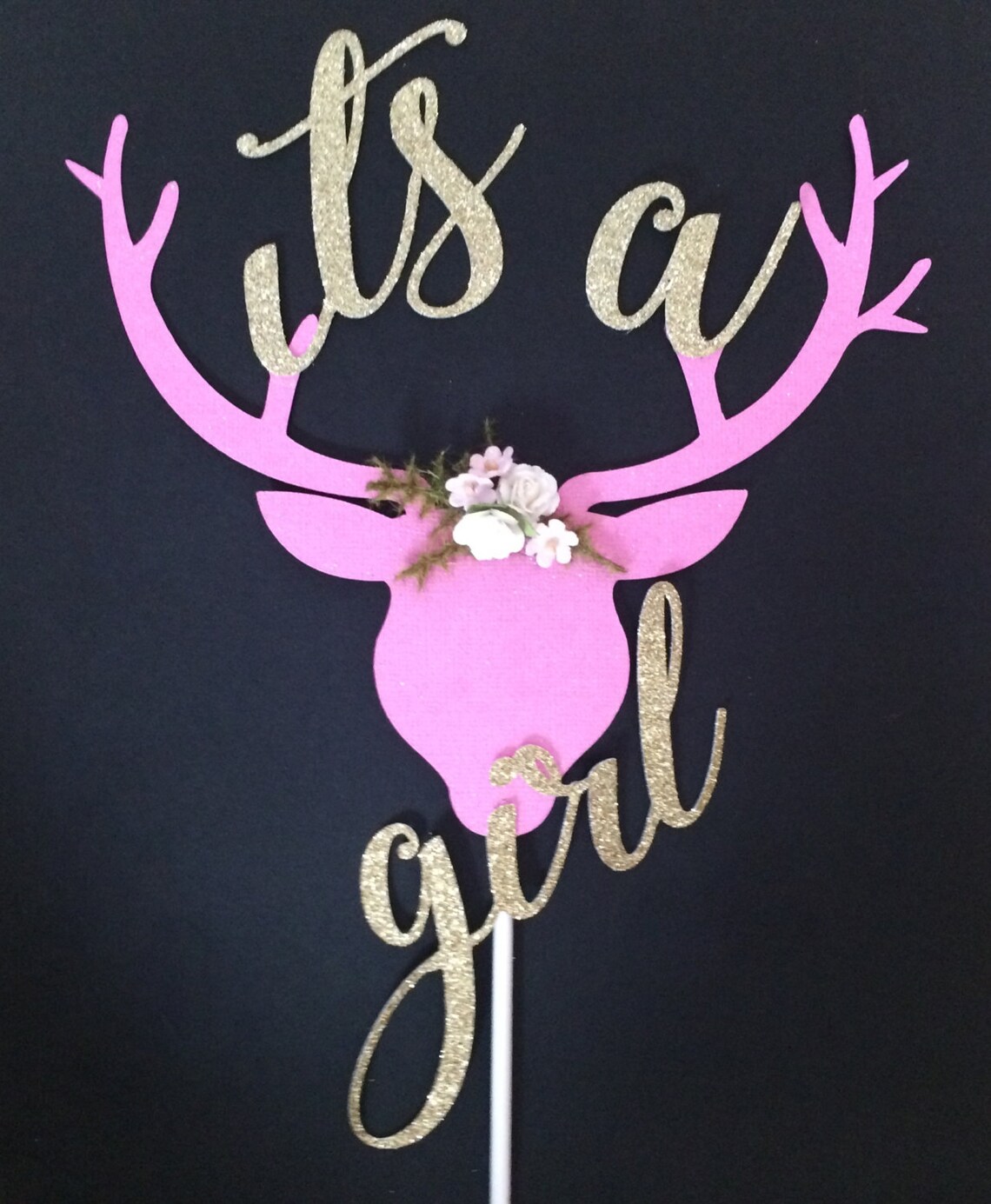 Floral Deer Head Cake Topperboho Baby Deer Headtribal Deer Etsy