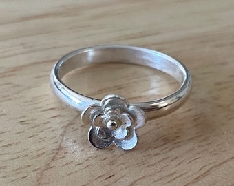 Sterling Silver Flower Stacking Ring