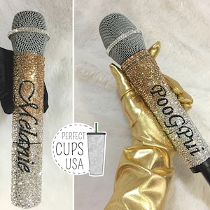 Custom microphone rhinestone Swarovski crystal wireless bling microphone with name, Custom name microphone bling, Swarovski microphone