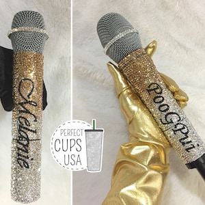 Custom microphone rhinestone Swarovski crystal wireless bling microphone with name, Custom name microphone bling, Swarovski microphone image 1